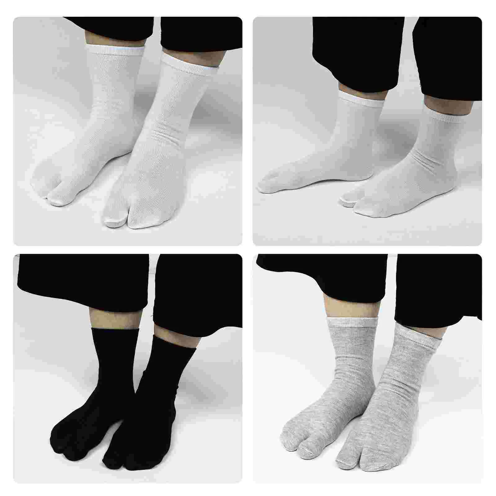 NUOLUX 3 Pairs of Elastic Cotton Tabi Toe Socks (White+Grey+Black) Elastic toe socks Cotton toe socks