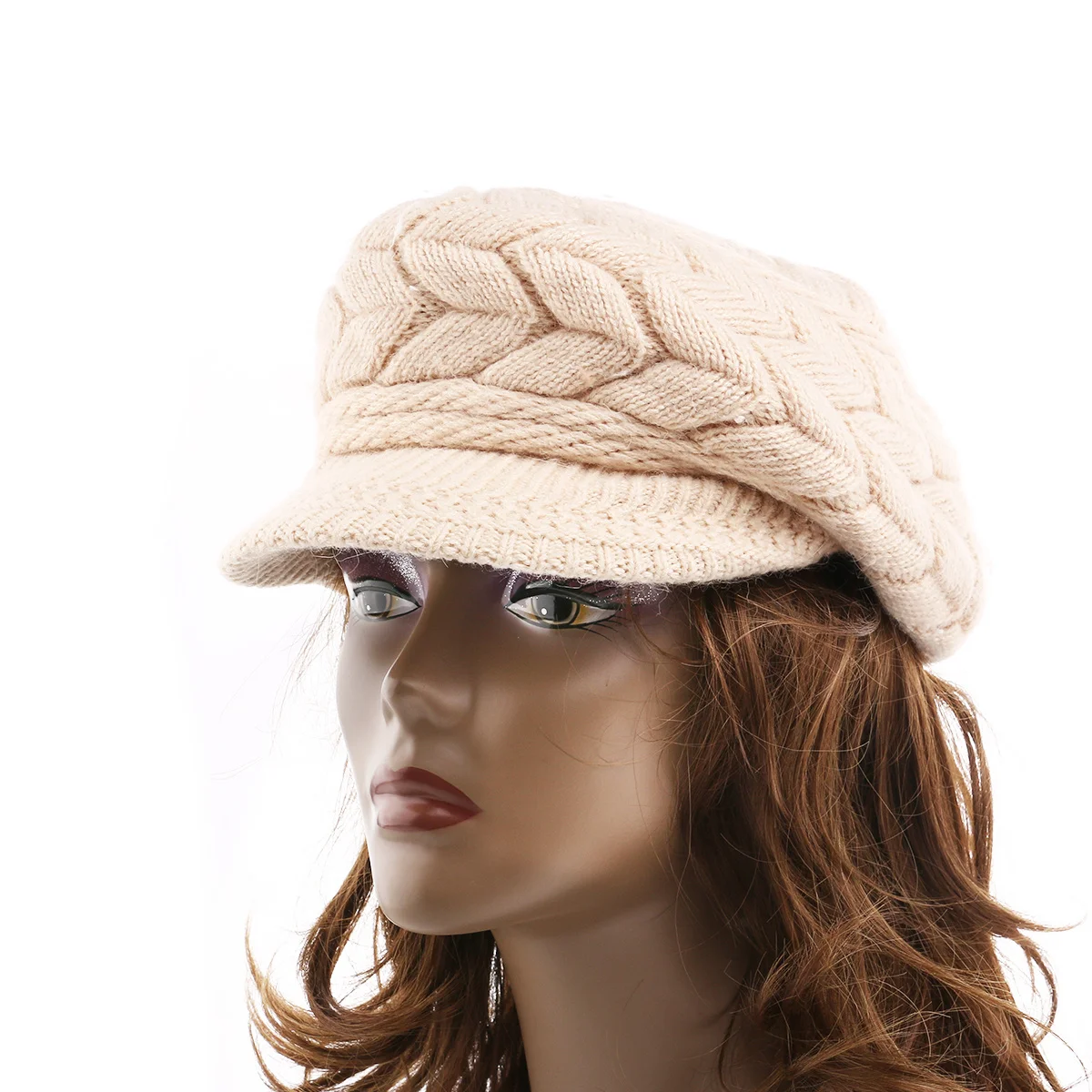 

Warm Ear Protection Hat for Cold Weather Women Double Layer Snow Hats Beige Woman