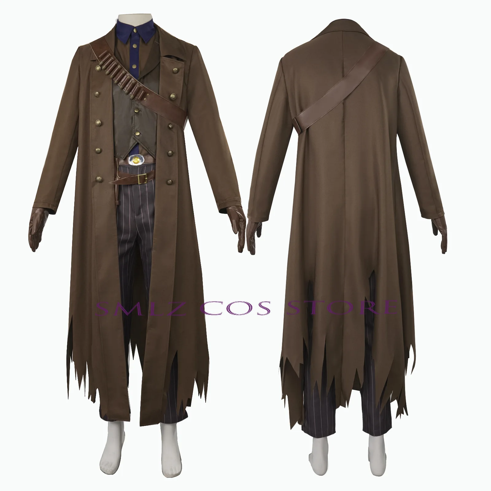 2 cores o ghoul cosplay jogo outono traje para fora uniforme trench hat luvas conjunto festa de halloween role play outfit para homem