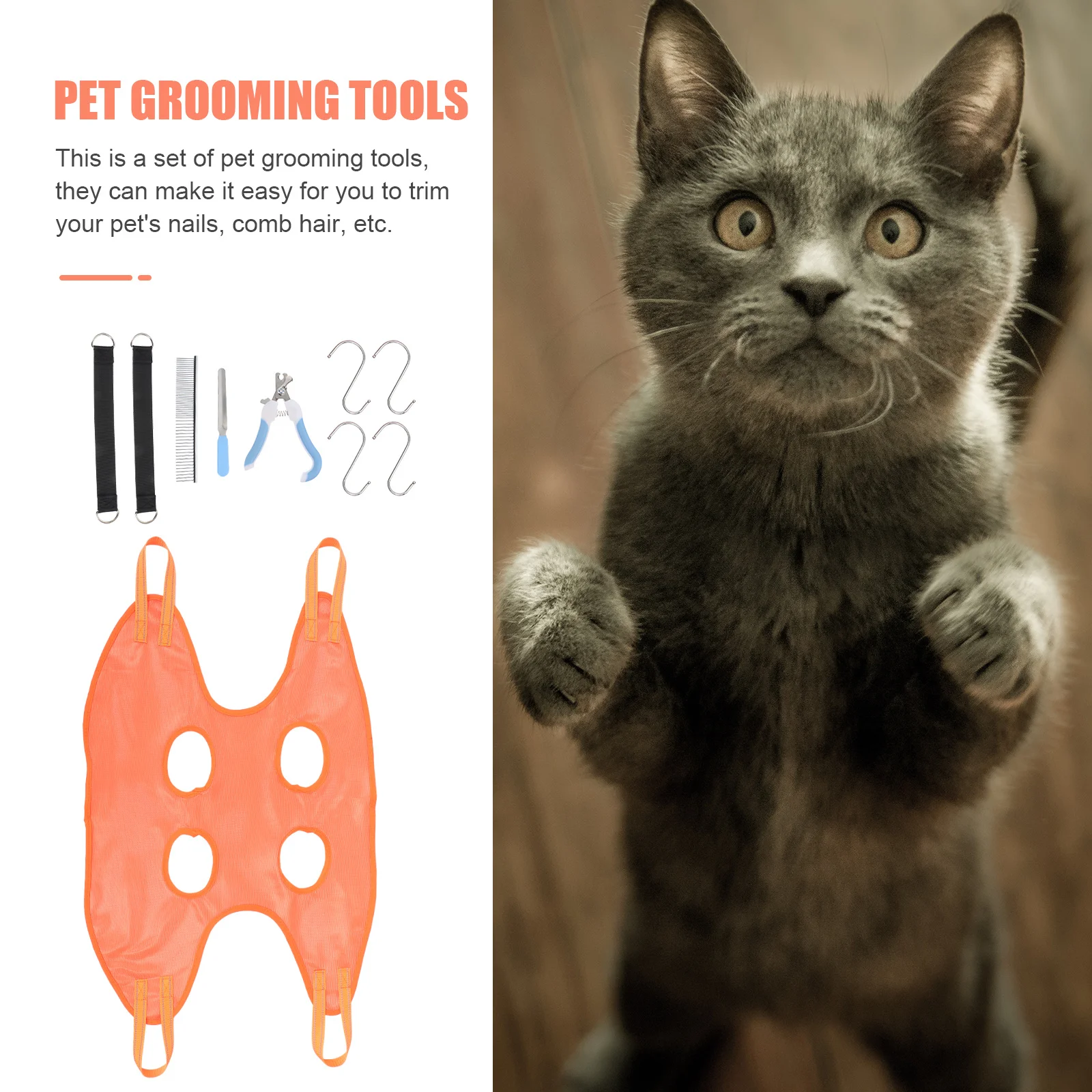 

1Set Pet Grooming Hammock Durable Stainless Steel Practical Household Pet Nail Cutter Convenient Grooming Accessory