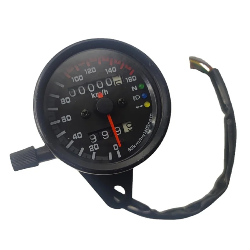 ABTC-medidores pequeños negros, tablero de mono para motocicleta con indicadores LED, luz de ambiente bicolor, odómetro Retro, medidores de mono