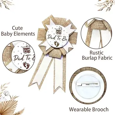 Neutral Burlap Mom to Be Sash Dad to Be Pin Baby Shower Decorations for Pregnant Mommy Gift Party Decorations