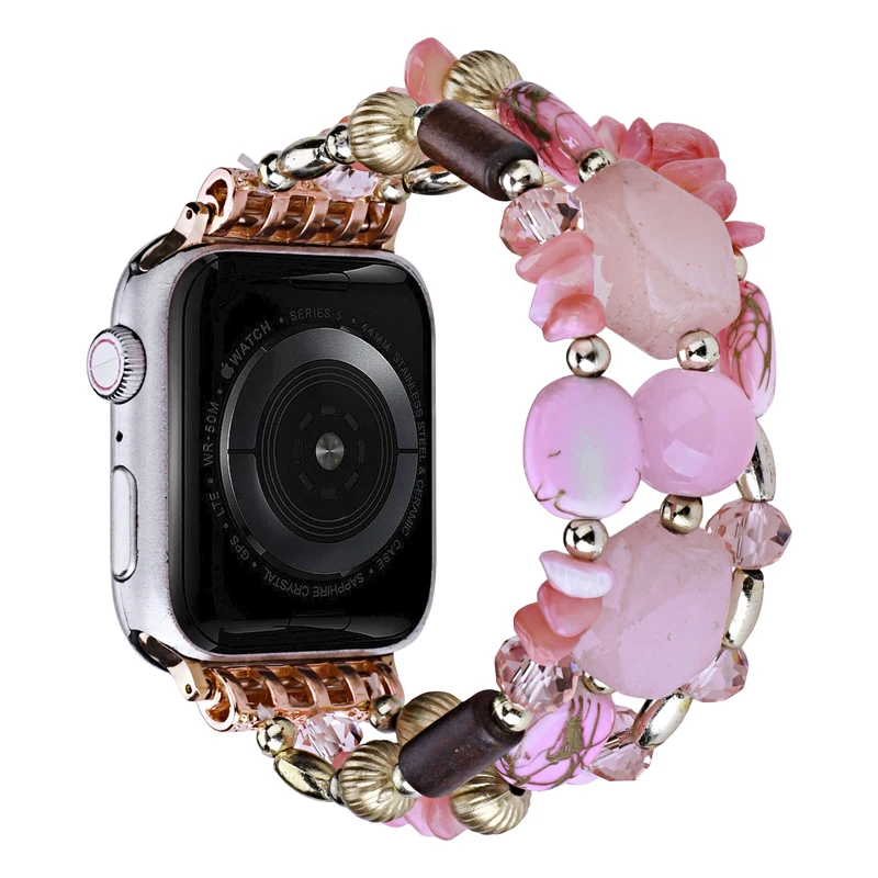 Bohemian Hand Beaded Bracelet for Apple Watch Band 40mm 41mm 45mm 38 44 49 Elastic Wristband for Iwatch 7 6 5 4 3 SE Woman Strap