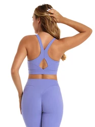 NEPOAGYM − Soutien-gorge de sport pour femmes, doux, moyen, push-up, entraînement, découpe dans le dos, haut de course