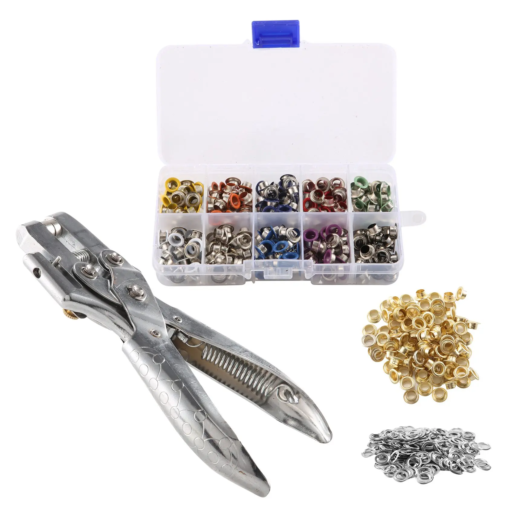 400Pcs 3/16 Inch Metal Grommets Kit,1Pcs Eyelet Hole Punch Pliers,Metal Eyelets Kits Shoe Eyelets Grommet Sets