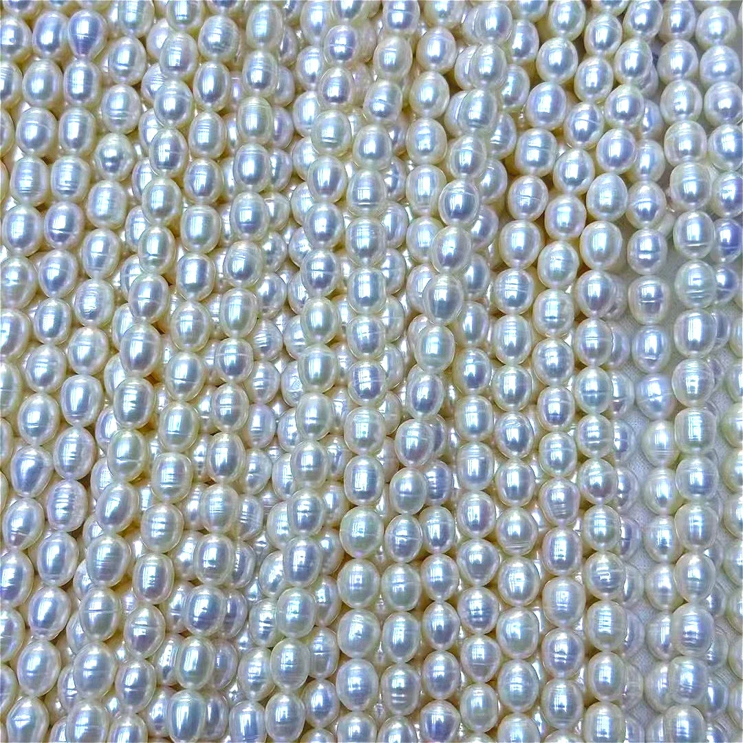 

7.5-8.5mm4A Hot Sale Natural White Polished Freshwater Pearl Rice Loose Rare Bead Jewelry Make DIY Necklace Bracelet Accessories