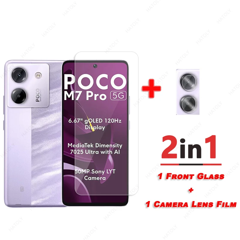 Tempered Glass For Xiaomi Poco M7 pro 5G Clear HD Protective Film For Poco M7 pro 5G Glass Screen Protector Camera Lens Film