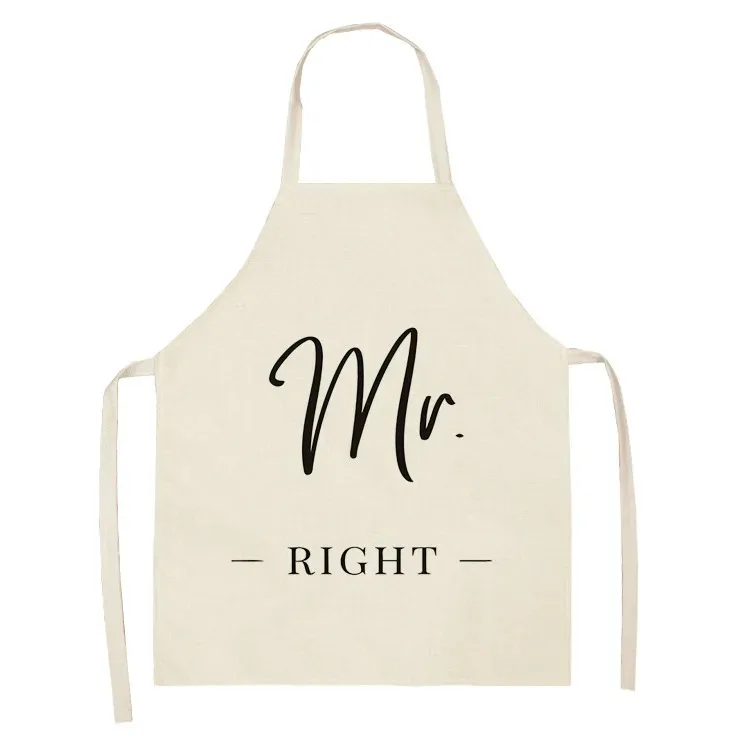 

Mr Right Letter Print Apron For Men Funny Couple Wedding Gift Sleeveless Pinafore Home Kitchen Cooking Baking BBQ Cleaning Bib