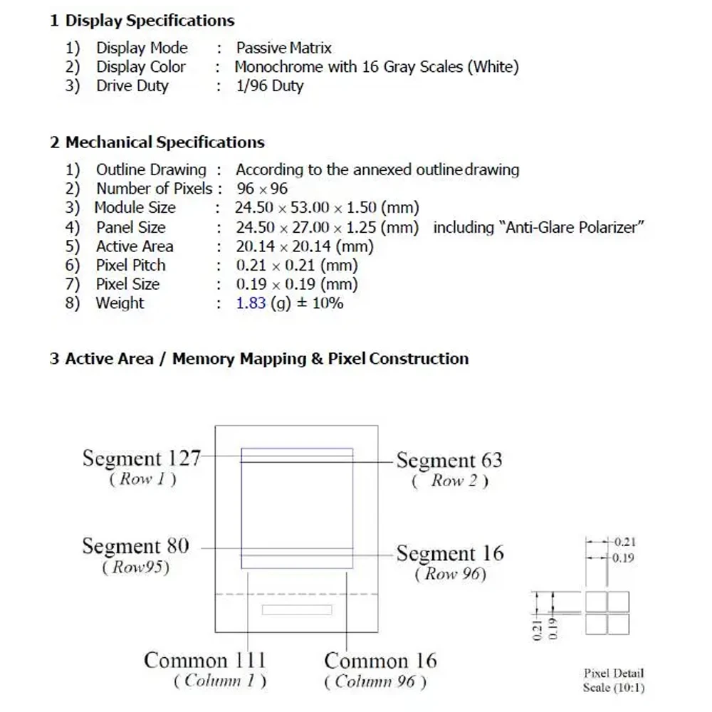 IPS 1.12 بوصة شاشة عرض OLED 14PIN/7PIN 4-SPI واجهة 96*96 دقة شاشة LCD SSD1327Z سائق
