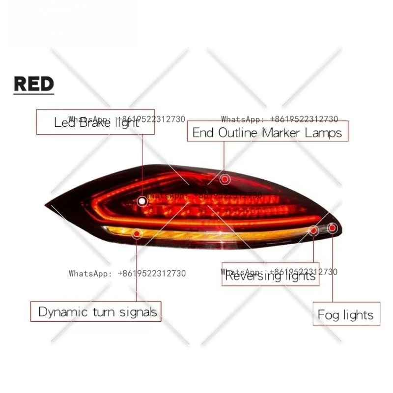 Auto-Rücklichter 2009–2013 970.1 Rücklichter, Upgrade 2016, Stil Porsche Panamera 970 970.1 Leuchtdioden-Rücklichter