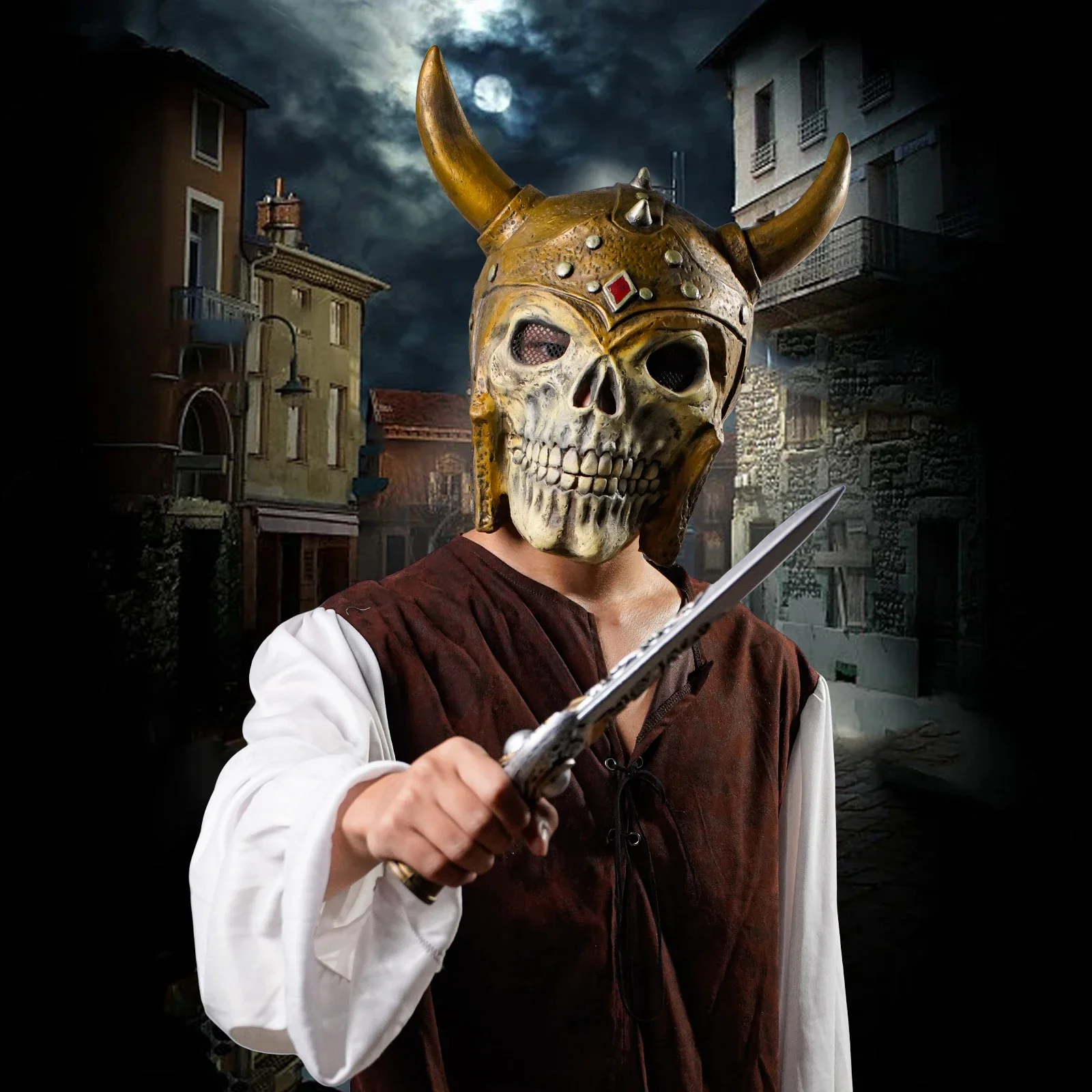 2025halloweenMasque de soldato squelette 1 pezzo, materiale en lattice, thème de la culture pop parfait pour les jeux de rôle