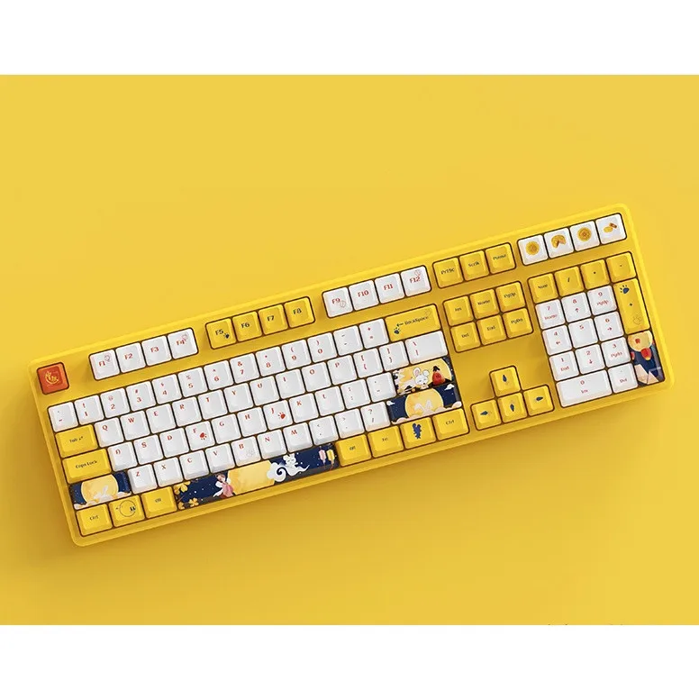 Dagk bonito coelho keycap cereja file128 chave/xdafile 108 chave pbt sublimação compatível keycap mecânico