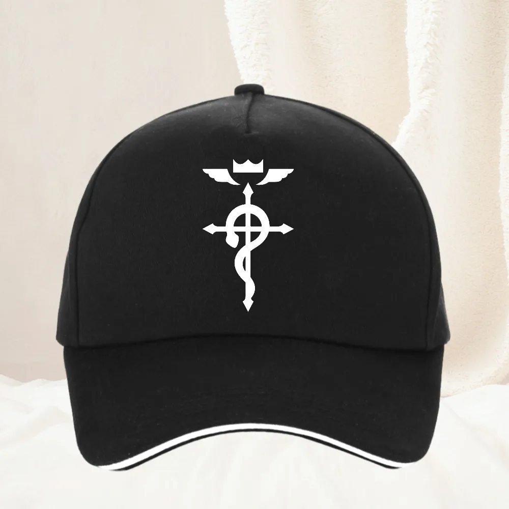 

Fullmetal Alchemist Edward Elric Baseball Cap Fashion Dragon Wing With Cross hat Adjustable man Women's Gift Caps