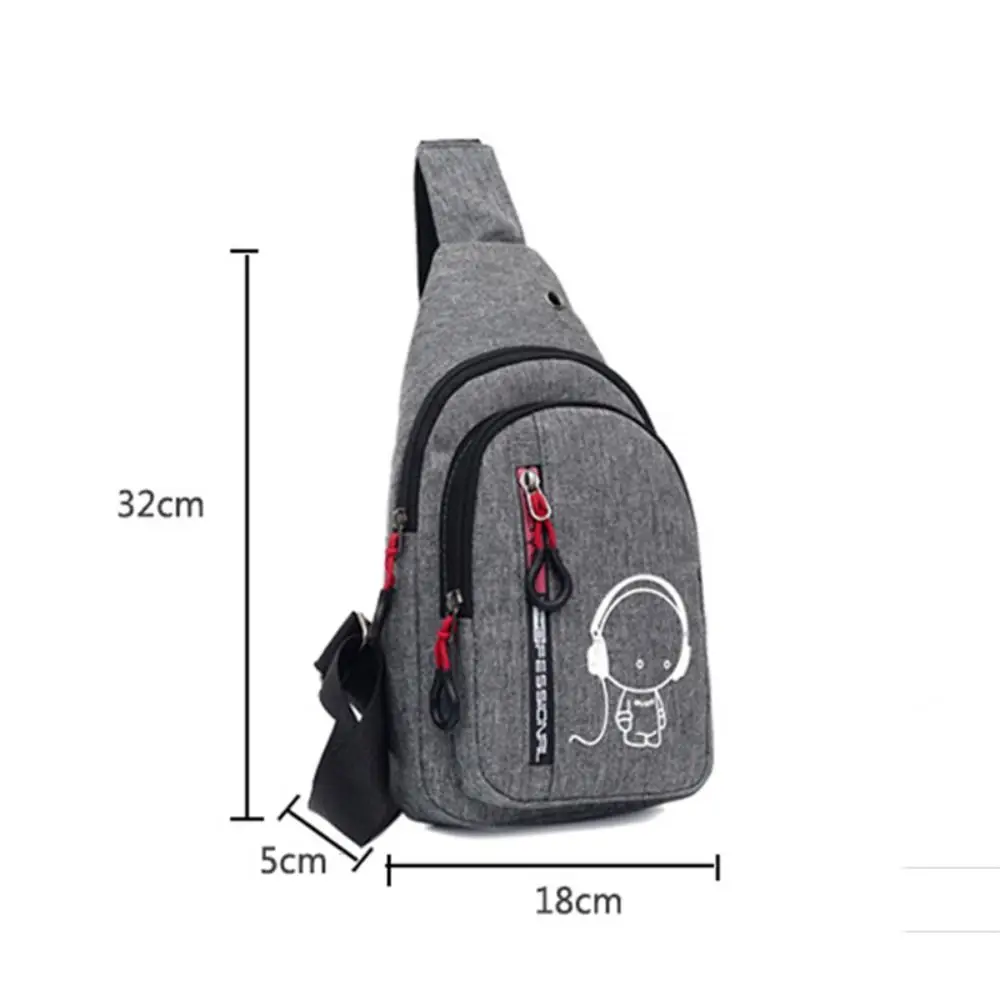 Bolsa masculina de nylon com tiracolo casual de grande capacidade, resistente ao desgaste, bolsa de peito luminosa de bolso múltiplo, bolsa de moda