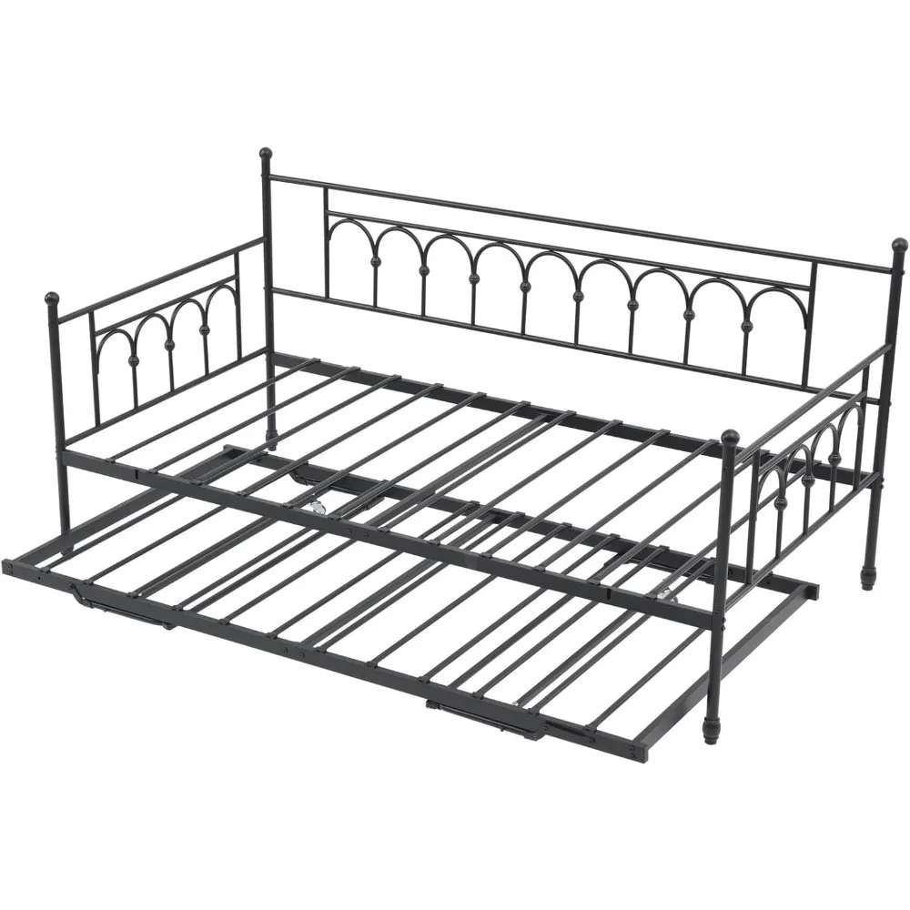 سرير نهاري مزدوج مع سرير دولاب مزدوج، سرير نهاري معدني بحجم مزدوج، سرير نهاري موفر للمساحة مع إطار سرير منبثق