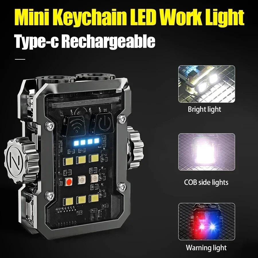 مصباح يدوي صغير متعدد الوظائف ، جيروسكوب الإصبع ، محمول ، نوع سي ، شعلة قابلة لإعادة الشحن ، 6 أوضاع ، طوارئ ، تخييم ، فانوس ، جديد #1
