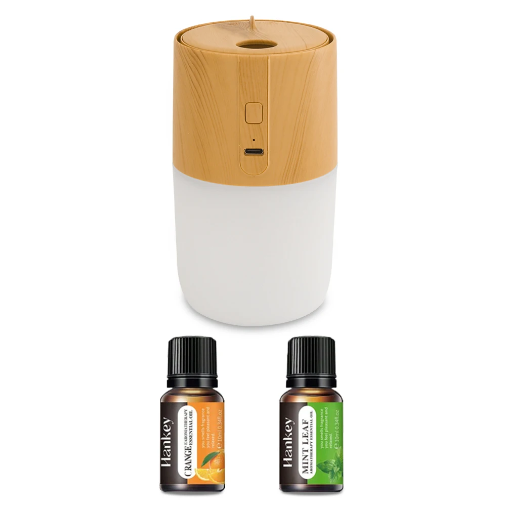 

300ml wood grain aroma diffuser, with humidifier, air purification and soothing 7 color LED lights, 2 spray modes, including 2 e