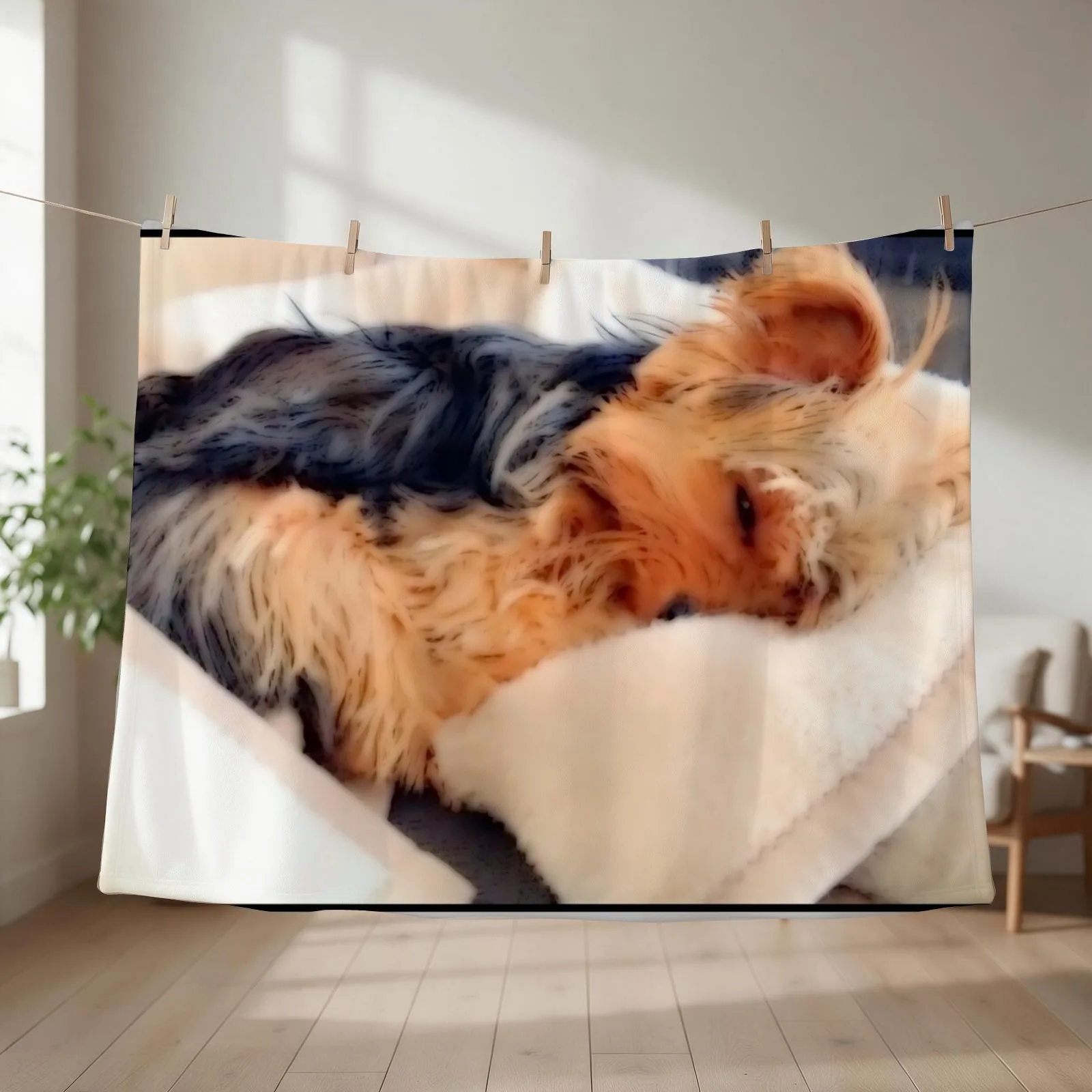 Sleepy Little Yorkie Throw Blanket couch cozy soft plush fuzzy picnic outdoor blanket