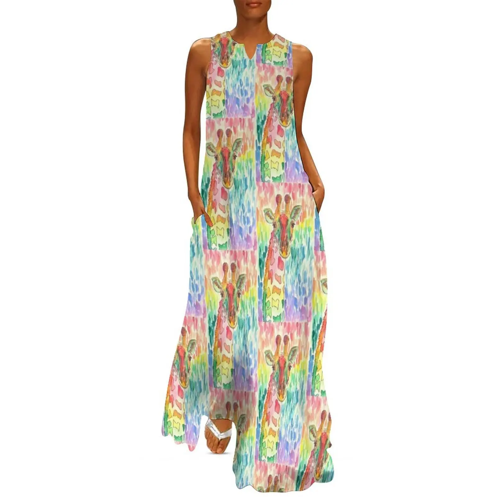 

Rainbow Giraffe Long Dress summer clothes summer dress for women 2025 Party dresses for women dresses women summer 2025