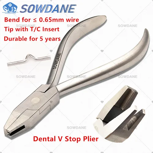 Imagen 2 del producto Alicates de tope en V de ortodoncia Dental Autoclavable, alicates formadores de doblado de bucle, herramienta de instrumento de forma curvada de alambre en V de acero inoxidable