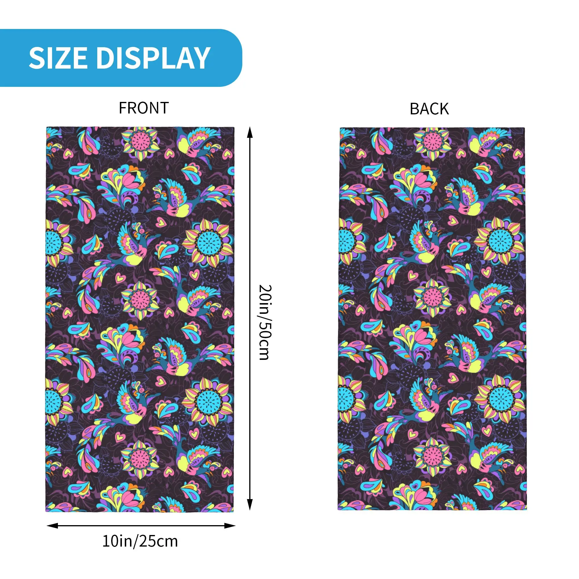 Sunbird Bird  Phoenix and sunflower in violet Bandana Neck Gaiter Printed Wrap Mask Scarf Face Mask Riding Unisex Windproof
