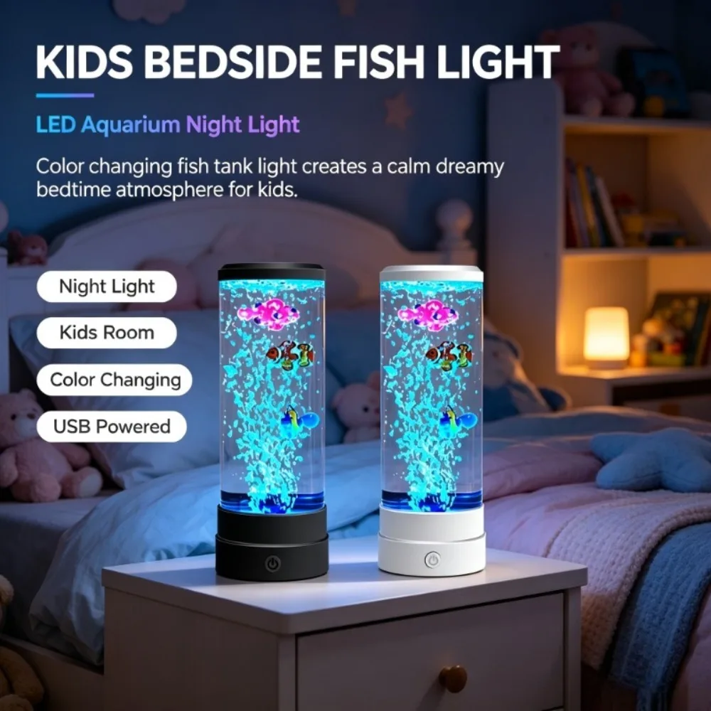 LED Fish Light Environment Night Light Remote Control Color Changing Decorative Light Aquarium Children's Birthday Gift USB