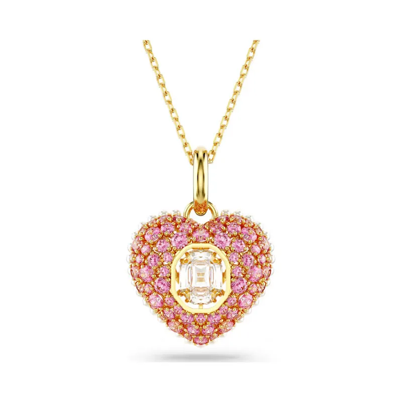 2026 Nieuwe Trend Luxe Kristal Sets Charm Roze Hart Groene Schelp Hanger Kristal Mode Dames Kettingen Armband Ring Oorbellen
