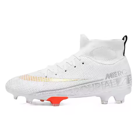 New Men Soccer Shoes Training Boys Outdoor Sport Football Boots Kids Long Spikes Non Slip Cleats Breathable Match Comfortable
