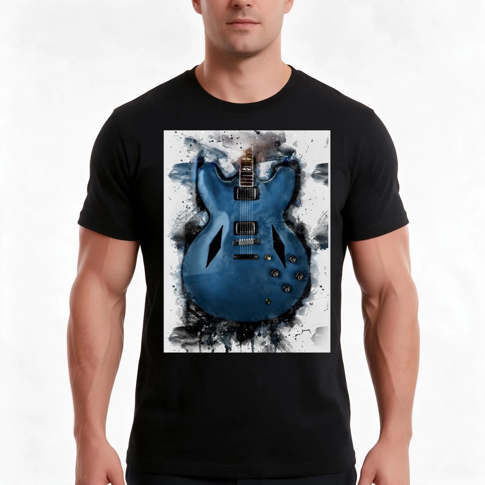 Dave Grohl's electric guitar T-Shirt, Summer Casual Cotton Tee, Oversized Streetwear Tops, Vintage Graphic Print, 100% Cotton