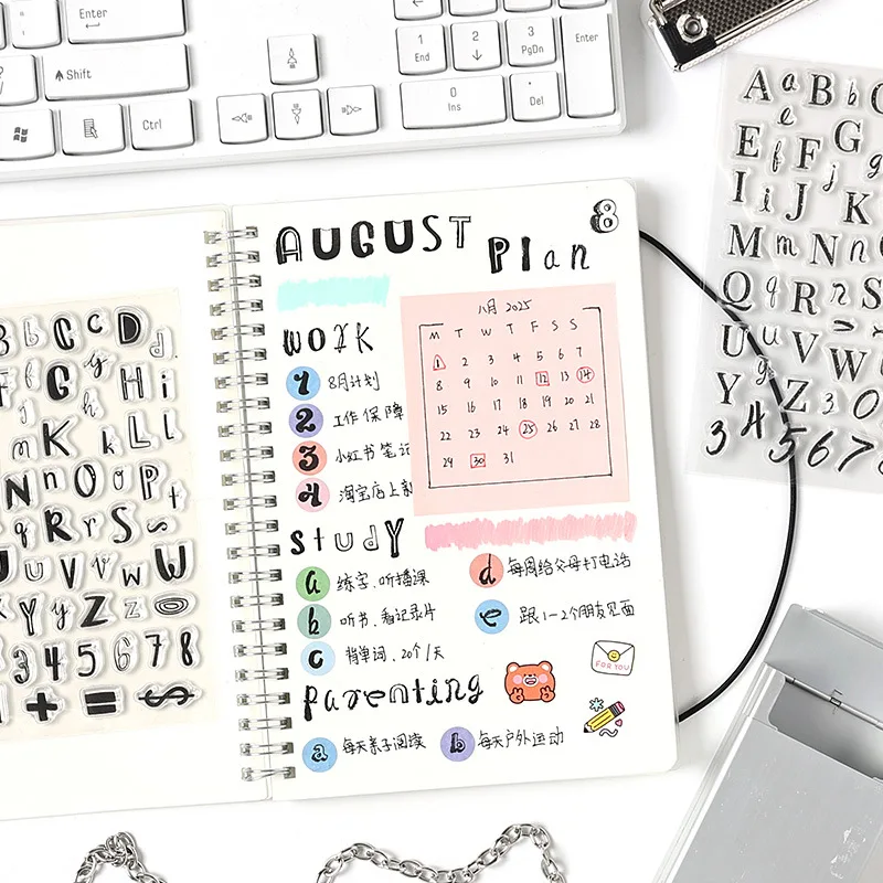 ختم سيليكون من سلسلة الأبجدية الشفافة لسكرابوكينغ INS Simplicity Letter Journaling Stamp مستلزمات الطلاب هدية للأطفال #4