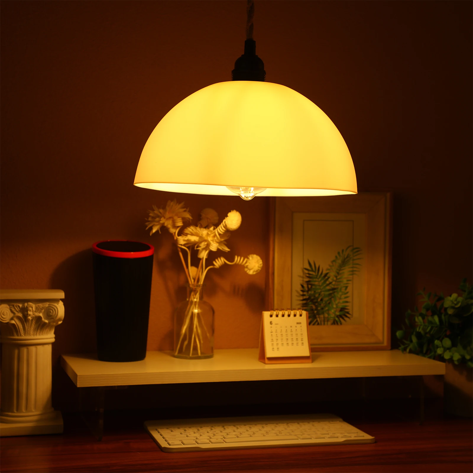 

2pcs Mushroom Lampshade White Desk Light Shade for Table Chandelier Soft Light Home Hotel Study Plastic Lamp Cover Lighting
