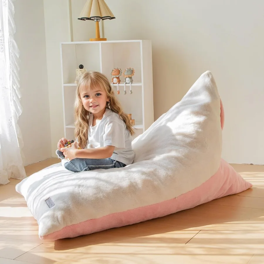 Fotel pufa wypełniony pianką o wysokiej gęstości dla chłopców i dziewcząt, dwukolorowy design, idealny fotel dla dzieci do grania i relaksu.