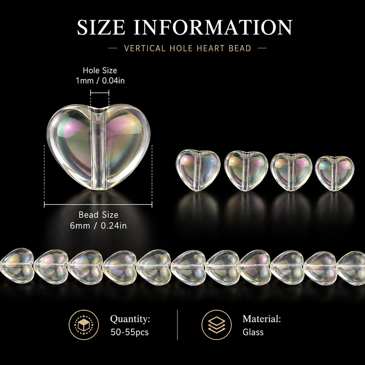 6mm 50-150Pcs Transparent Yellow Heart-shaped Crystal Glass Beads for DIY Bracelets Necklaces Keychains Various Jewelry Making