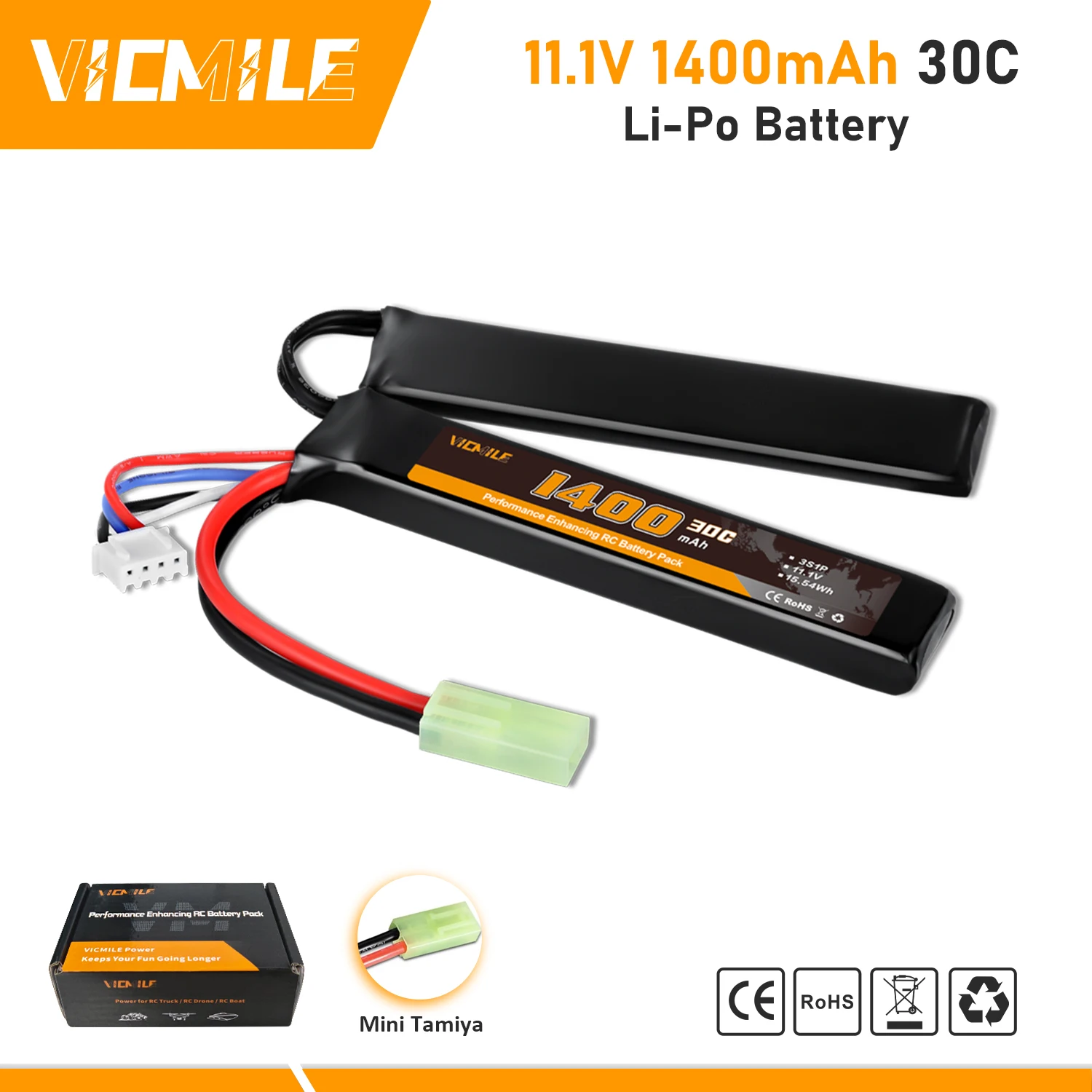 

VICMILE 11,1 В 1400 мАч 3S Airsoft Lipo аккумулятор с мини-разъемом Tamiya 30C с высокой скоростью разряда, подходит для пистолетов для страйкбольных моделей