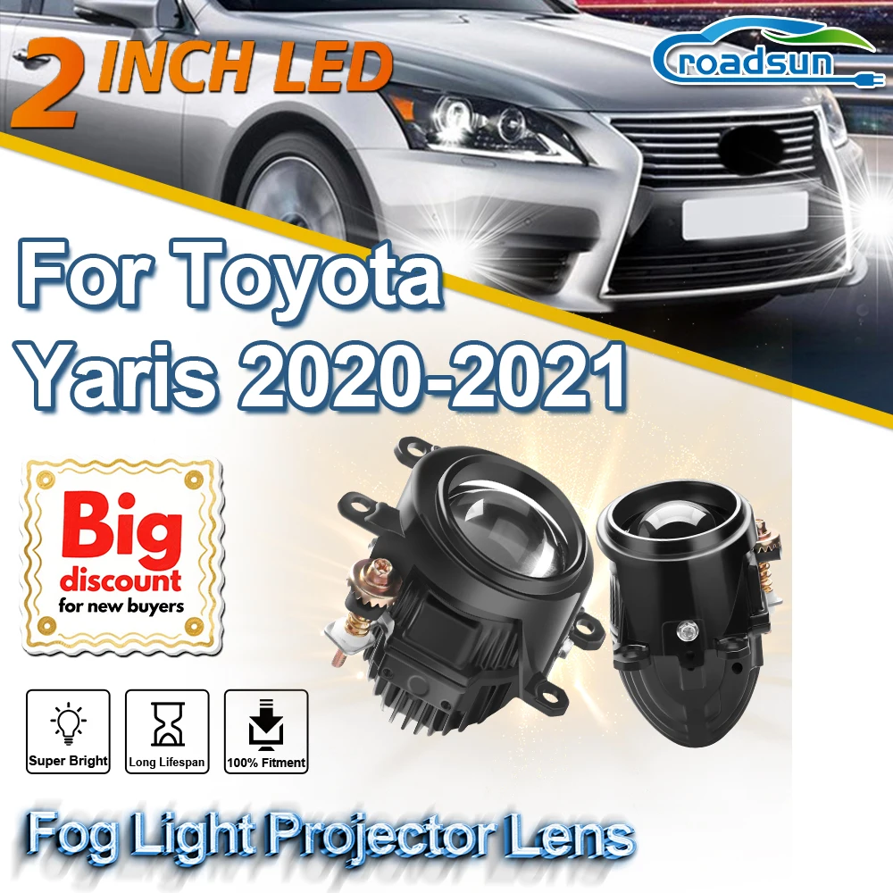 

ROADSUN 2.0 Inch Bi LED Mini PTF Fog Light Projector Lens Assembly LED Fog Lamp Bulb Car Accessories For Toyota Yaris 2020-2021