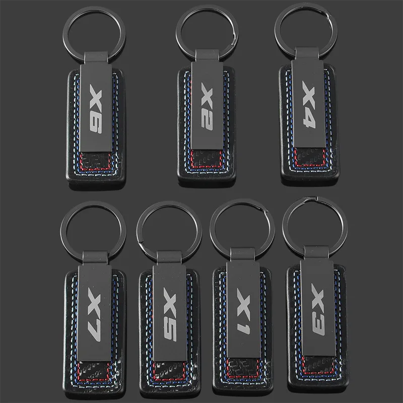 Sporty Style Car Keychain, Leather Alloy Key Ring Accessories For BMW X1 X3 X4 X5 X6 X7 Gifts Car key Pendant