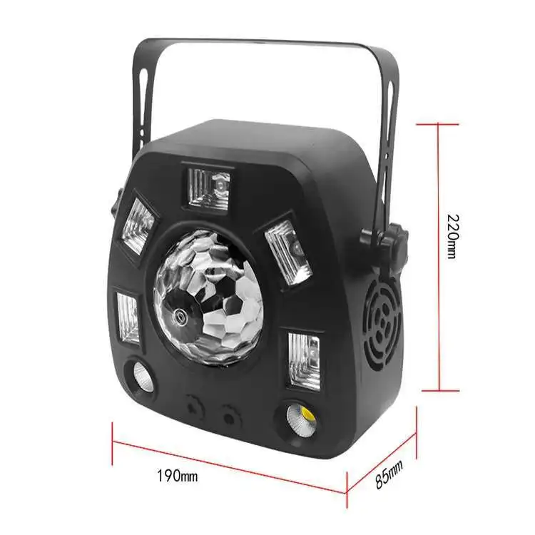 Disco Ball Home Party LED Strobe Laser Effetto di illuminazione scenica Proiettore 4in1 Sfera magica Luce nera UV Controllo remoto del suono Dmx