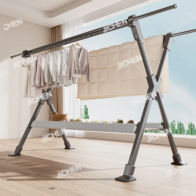 

Clothes drying rack floor-to-ceiling household balcony hanging clothes telescopic drying rack drying quilt artifact
