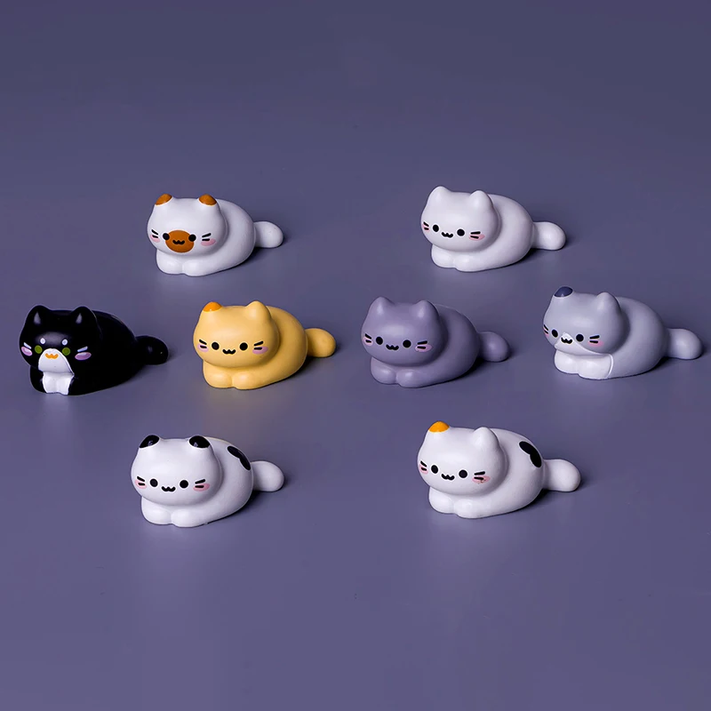 -8pc Cute Cat Animal Decoration Resin Craft Miniature Figure Tiny For Bonsai Fairy Garden Home Decor