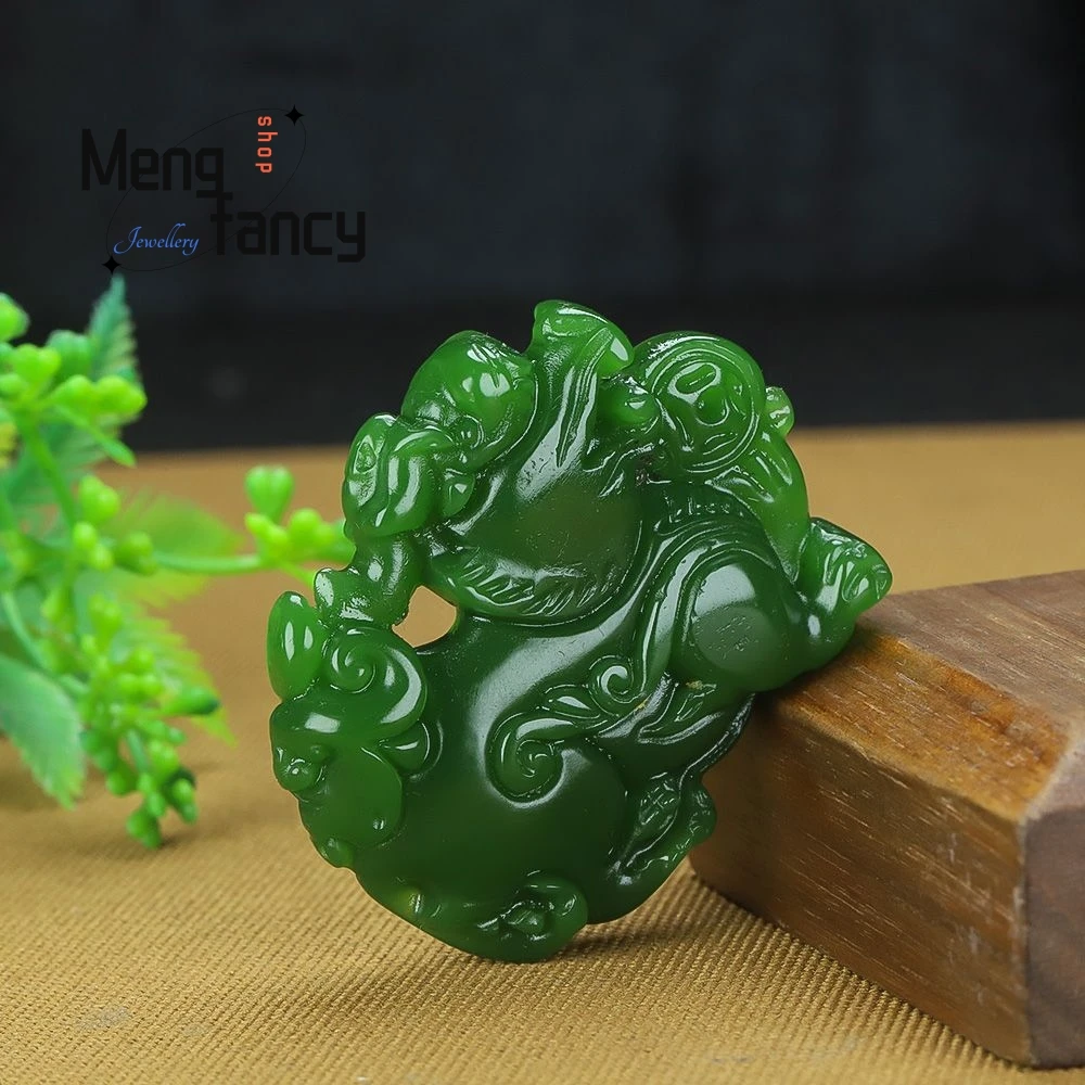 Natural Hetian Jade Flying Heavenly PIxiu Pendant Bring Wealth and Treasures Double-sided Engraving Fashion Jewelry Holiday Gift