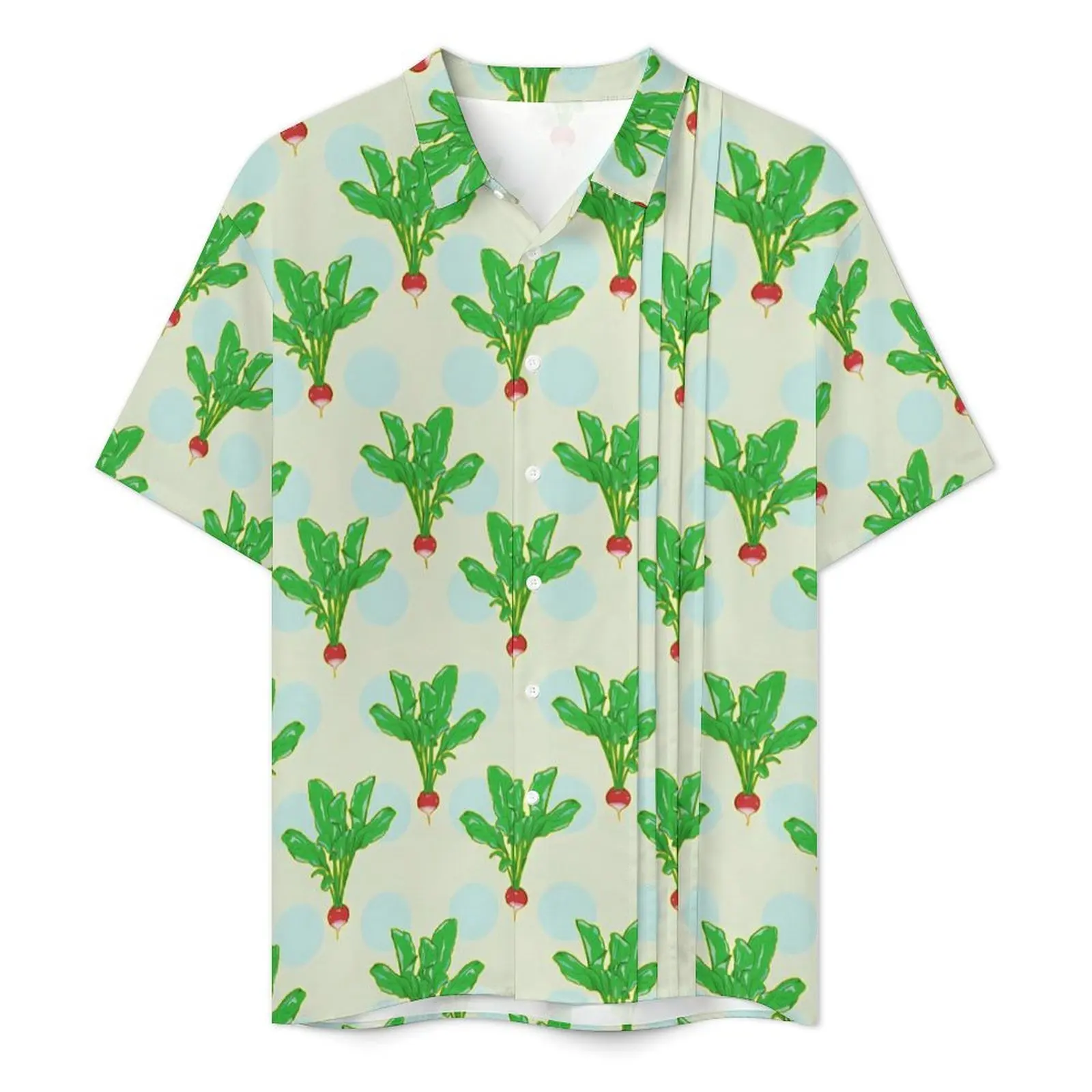 Hawaiian Shirt Beach Vector Radishes Blouses Vegetable Print Vintage Casual Shirts Men Short-Sleeve Street Oversized Clothing