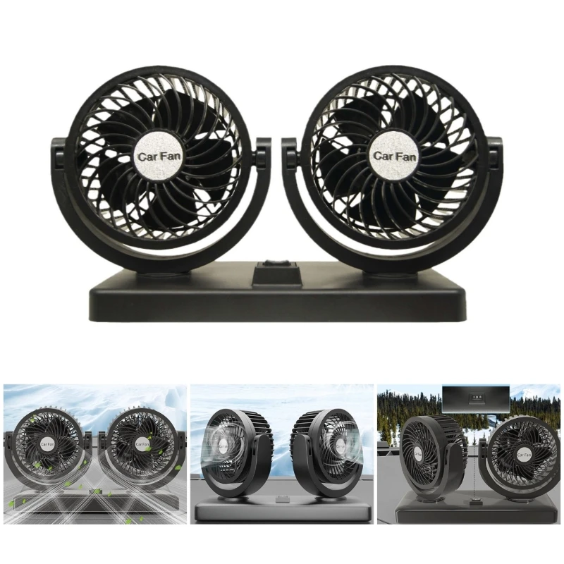 

G99F Double Motor Vehicle Fan, USB Car Air Ventilator Horizontal Vertical Adjustment