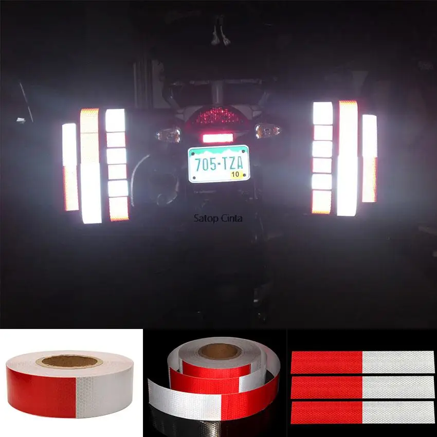 5CM*50M Red White Trailer Reflective Tape Waterproof Adhesive Stripe Safety Sticker Conspicuity Reflector Film For Truck Vehicle