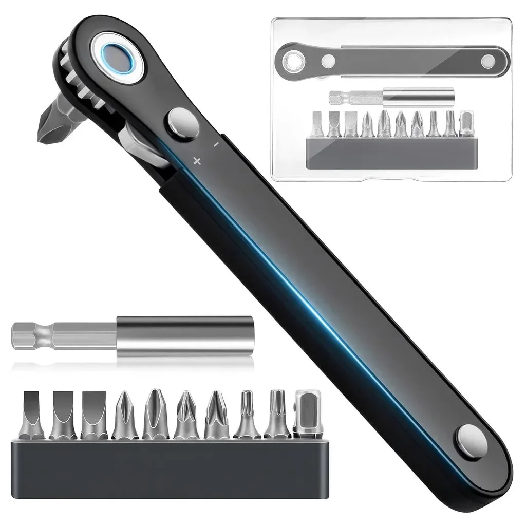 Right Angle Ratcheting Screwdriver Set T25,90 Degree Mini Offset Wrench Kit, Low Profile Pocket Tool for Tight Spaces DIY Repair