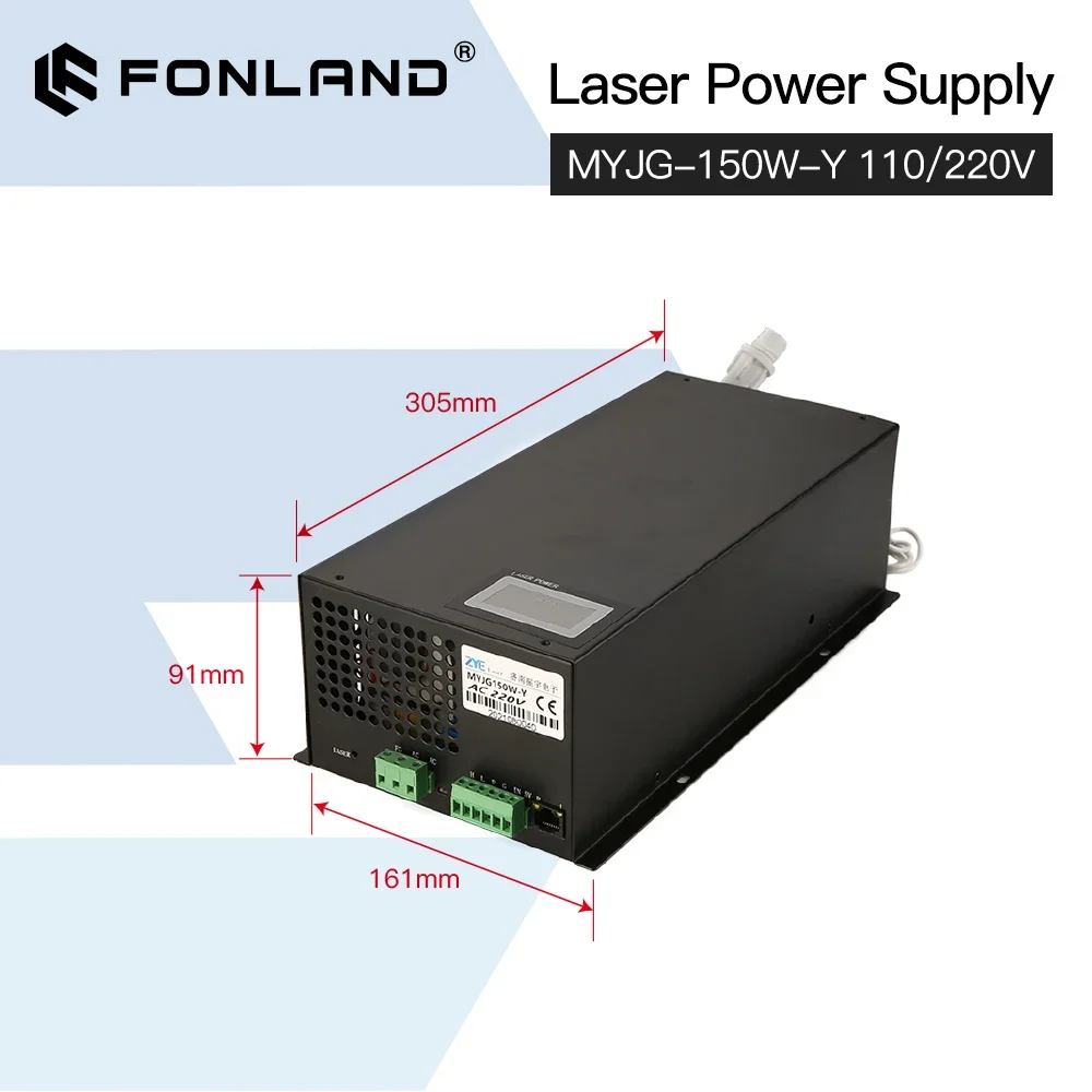 Imagem -04 - Fonland-fonte de Alimentação Laser para Máquina de Gravação e Corte Tubo Co2 com Display Digital Reci Yongli Efr 150w