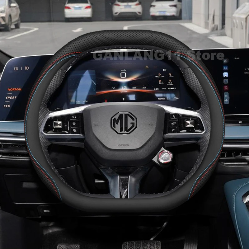 

Leather Car Steering Wheel Cover For MG one ZS MG 4 EV 2024-2026 Non-slip ultra-thin Auto interior mg zs hybrid 2025 Accessories