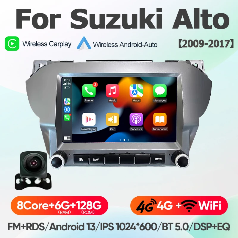 Voor Suzuki Alto 2009 - 2016 Nissan Pixo 4G+WiFi Android 13 draadloze CarPlay autoradio multimediasysteem navigatie BT radio