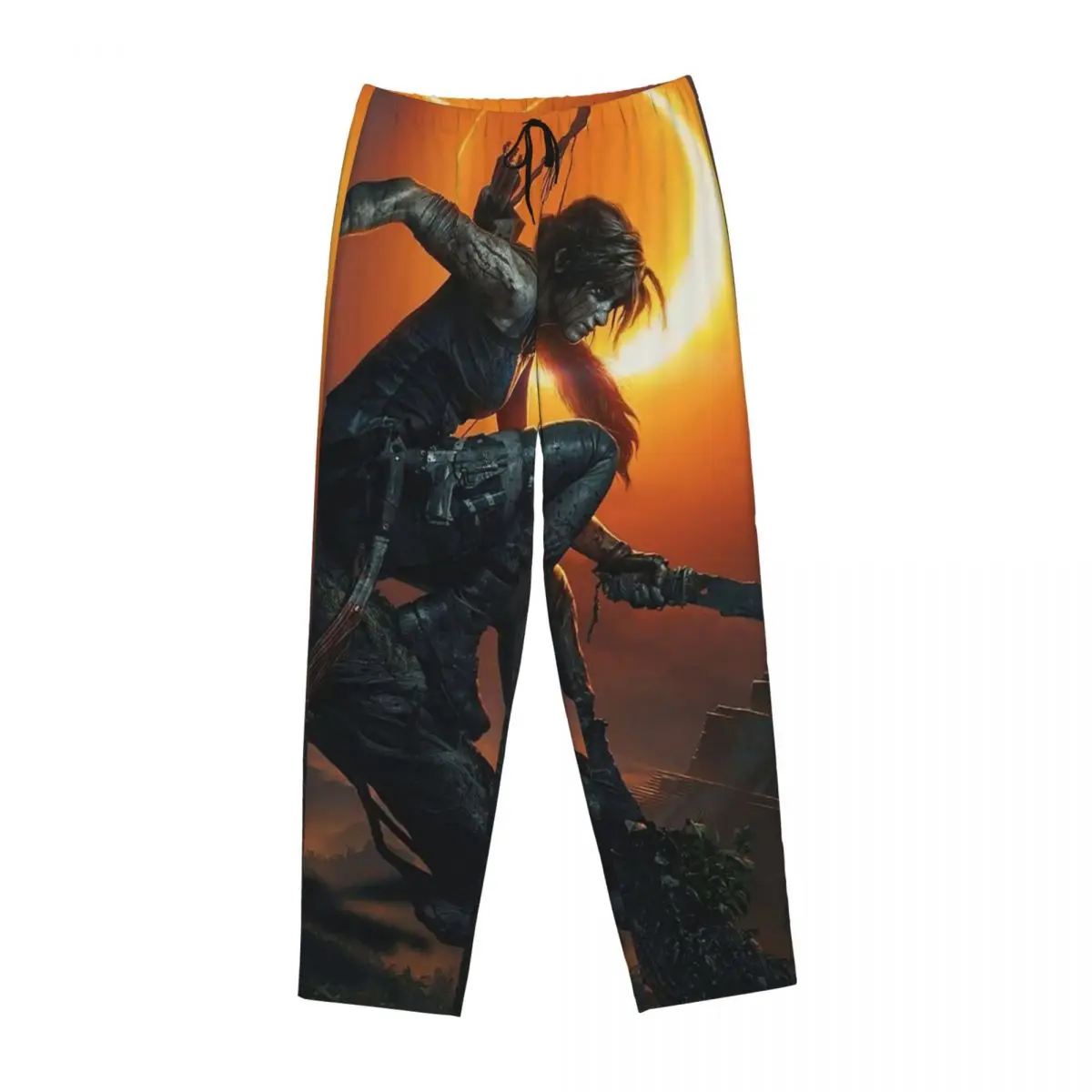 

Tomb Raider Lara Croft Games Angelina Jolie Gaming Rise Women Pajama Pants Lounge Sleep Sleepwear Bottoms with Pockets