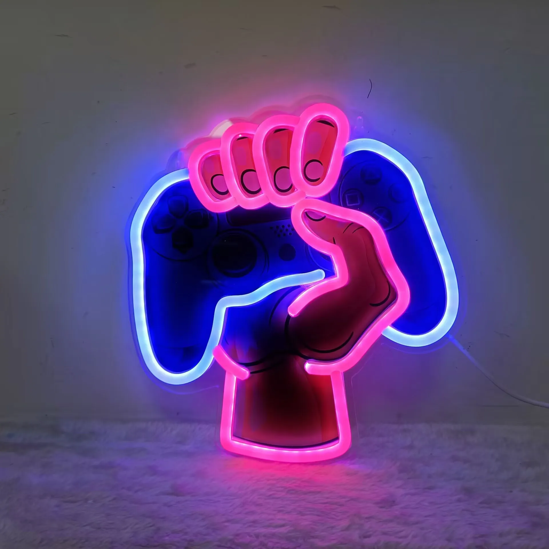 Victory Fist LED Neon Sign USB Dimmable Neon Light Sign for Gameroom Bedroom Bar Livingroom Birthday Party Gift Wall Decor