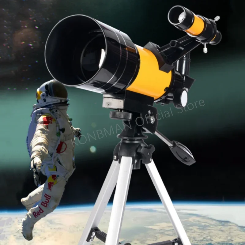 Portable Astronomical Telescope 70mm Aperture Adult and Children's Astronomical Refracting Telescope 300mm Beginner